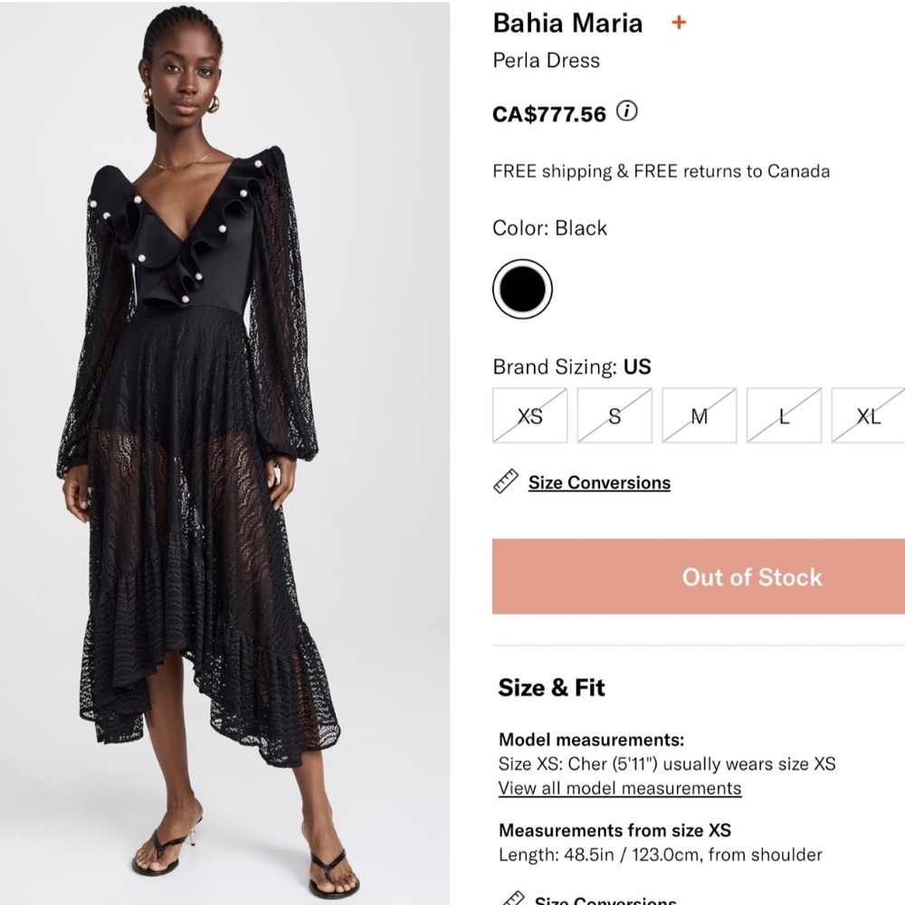 BAHIA MAR Black Maxi Lace Dress with ruffles and pearls Size Large - Picture 4 of 9